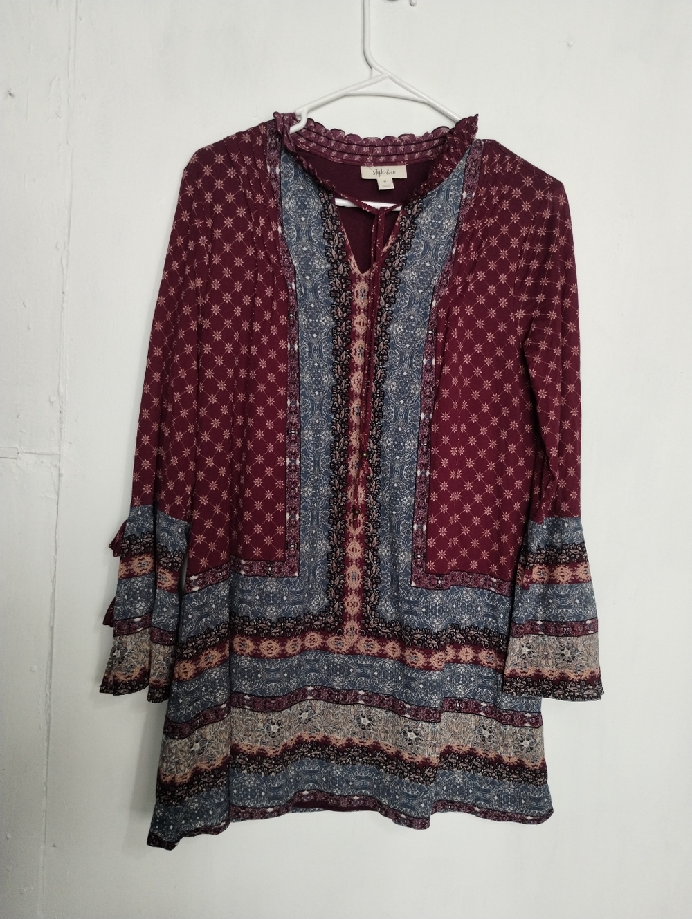 Style & Co. Burgundy Paisley Border Tunic